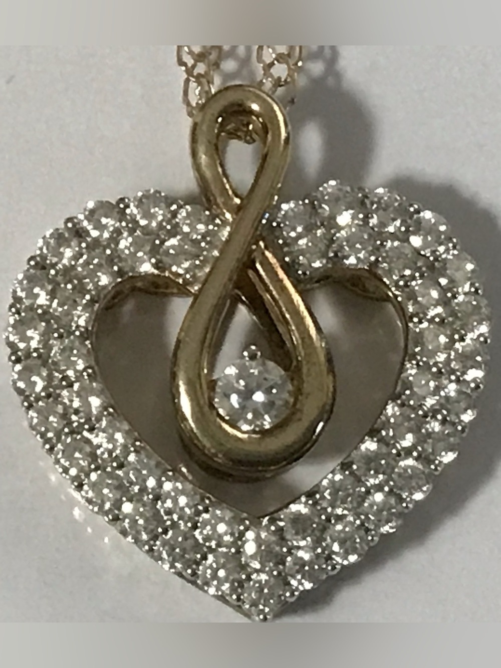 Gold Clad Infinity Diamonique Heart ❤️ Necklace
